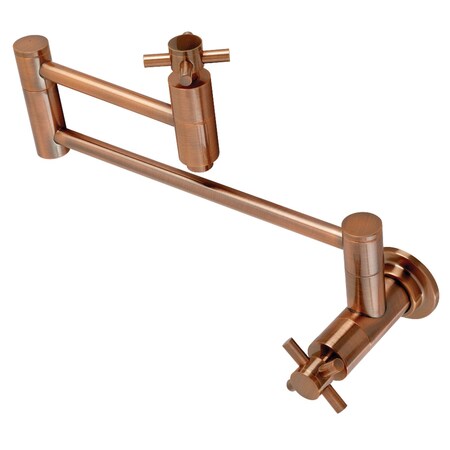 Kingston Brass KS810DXAC Concord Wall Mount Pot Filler Kitchen Faucet, Antique Copper KS810DXAC